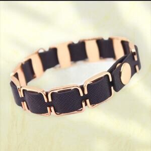 Geometric Chain Weaving Punk Leather Bracelet fit